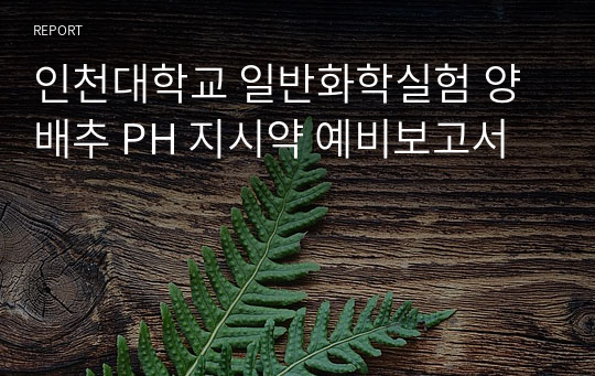 인천대학교 일반화학실험 양배추 PH 지시약 예비보고서