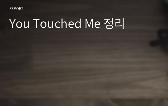 You Touched Me 정리