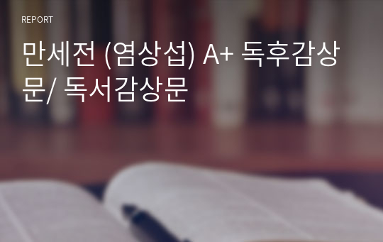 만세전 (염상섭) A+ 독후감상문/ 독서감상문