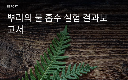 뿌리의 물 흡수 실험 결과보고서