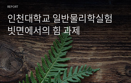 인천대학교 일반물리학실험 빗면에서의 힘 과제