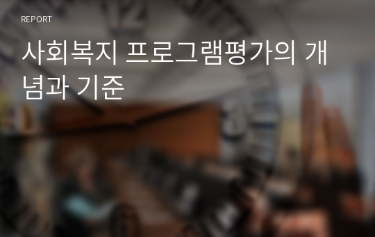 사회복지 프로그램평가의 개념과 기준