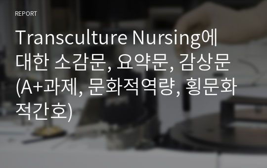 Transculture Nursing에 대한 소감문, 요약문, 감상문 (A+과제, 문화적역량, 횡문화적간호)