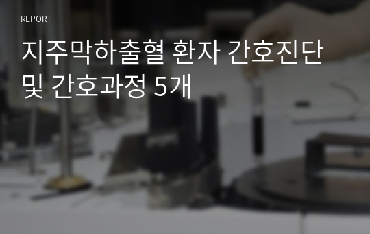 지주막하출혈 환자 간호진단 및 간호과정 5개