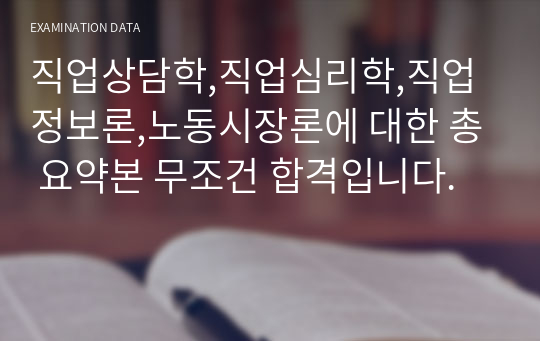 직업상담학,직업심리학,직업정보론,노동시장론에 대한 총 요약본 무조건 합격입니다.