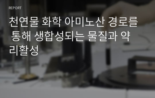 천연물 화학 아미노산 경로를 통해 생합성되는 물질과 약리활성