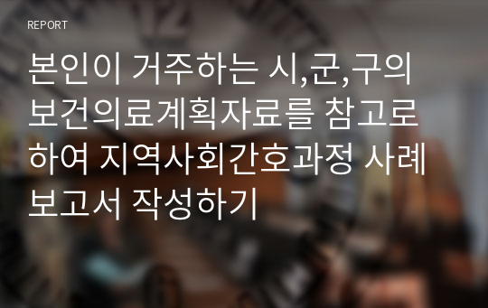 본인이 거주하는 시,군,구의 보건의료계획자료를 참고로 하여 지역사회간호과정 사례보고서 작성하기