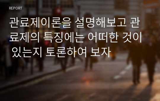 관료제이론을 설명해보고 관료제의 특징에는 어떠한 것이 있는지 토론하여 보자