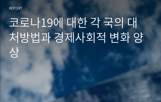 코로나19에 대한 각 국의 대처방법과 경제사회적 변화 양상