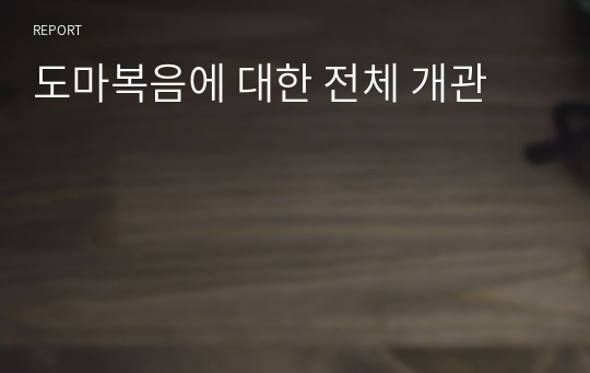 도마복음에 대한 전체 개관