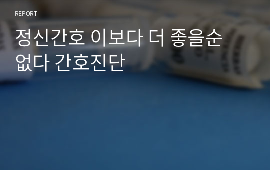 정신간호 이보다 더 좋을순 없다 간호진단