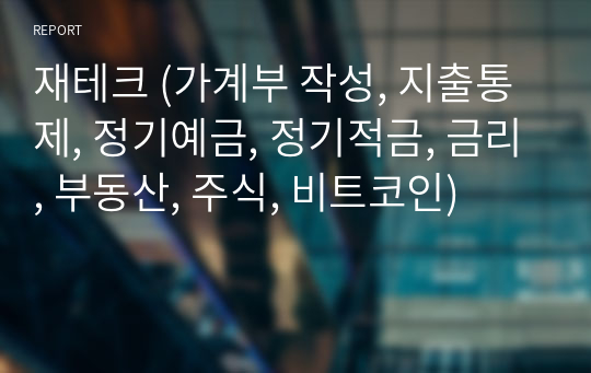 재테크 (가계부 작성, 지출통제, 정기예금, 정기적금, 금리, 부동산, 주식, 비트코인)