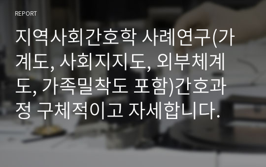 지역사회간호학 사례연구(가계도, 사회지지도, 외부체계도, 가족밀착도 포함)간호과정 구체적이고 자세합니다.