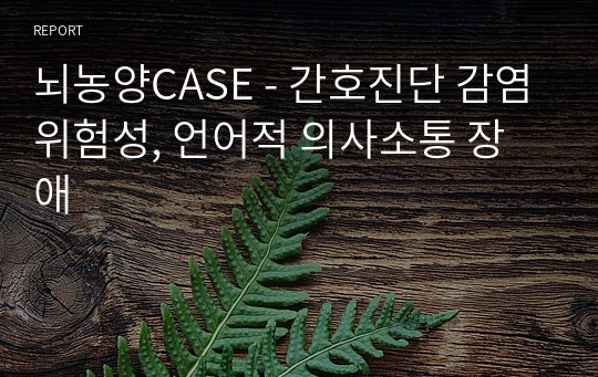 뇌농양CASE - 간호진단 감염위험성, 언어적 의사소통 장애