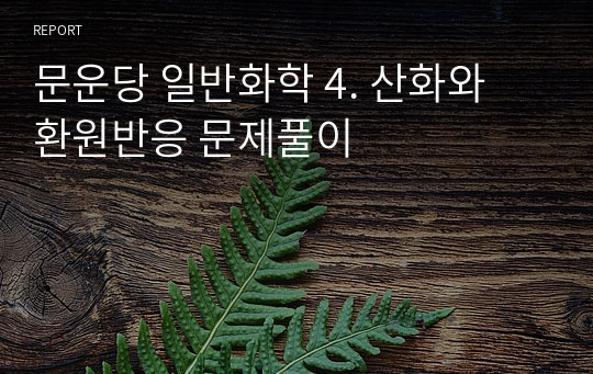 문운당 일반화학 4. 산화와 환원반응 문제풀이