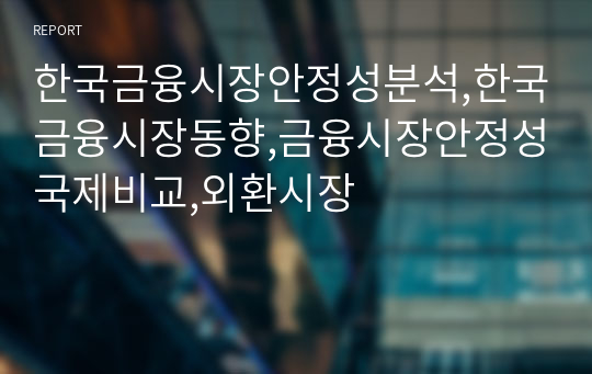 한국금융시장안정성분석,한국금융시장동향,금융시장안정성국제비교,외환시장