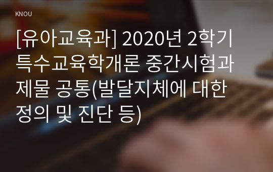 [유아교육과] 2020년 2학기 특수교육학개론 중간시험과제물 공통(발달지체에 대한 정의 및 진단 등)