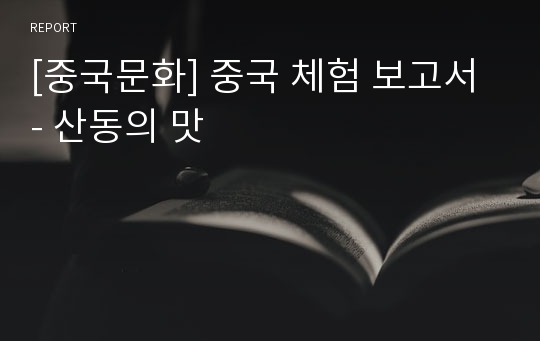 [중국문화] 중국 체험 보고서 - 산동의 맛