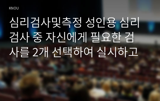 심리검사및측정 성인용 심리검사 중 자신에게 필요한 검사를 2개 선택하여 실시하고