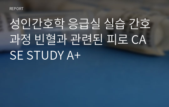 성인간호학 응급실 실습 간호과정 빈혈과 관련된 피로 CASE STUDY A+