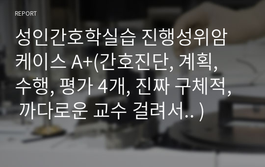 성인간호학실습 진행성위암케이스 A+(간호진단, 계획, 수행, 평가 4개, 진짜 구체적, 까다로운 교수 걸려서.. )