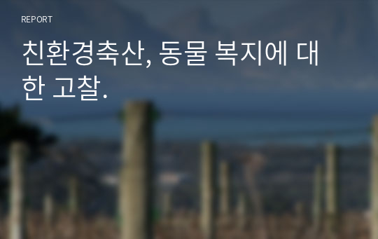 친환경축산, 동물 복지에 대한 고찰.