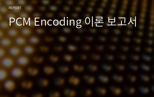 PCM Encoding 이론 보고서