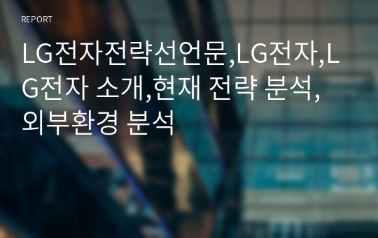 LG전자전략선언문,LG전자,LG전자 소개,현재 전략 분석,외부환경 분석