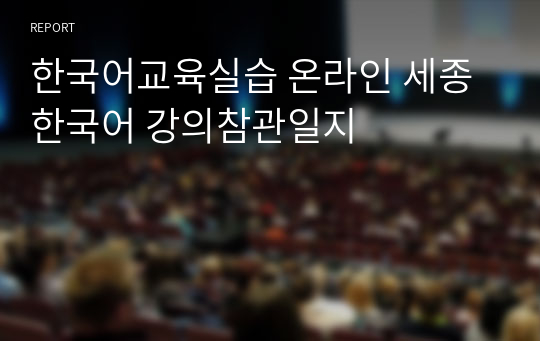 한국어교육실습 온라인 세종한국어 강의참관일지