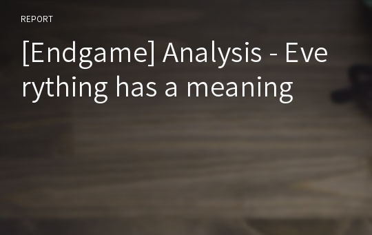[Endgame] Analysis - Everything has a meaning