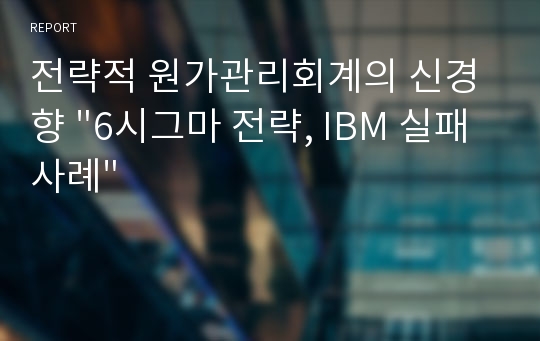 전략적 원가관리회계의 신경향 &quot;6시그마 전략, IBM 실패 사례&quot;