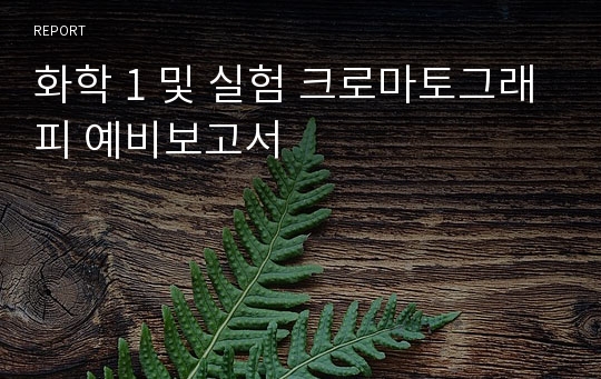 화학 1 및 실험 크로마토그래피 예비보고서