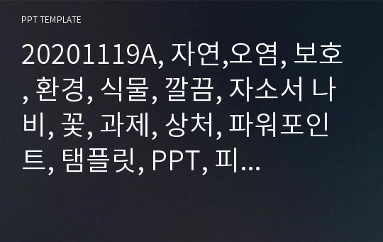 20201119A, 자연,오염, 보호, 환경, 식물, 깔끔, 자소서 나비, 꽃, 과제, 상처, 파워포인트, 탬플릿, PPT, 피피티