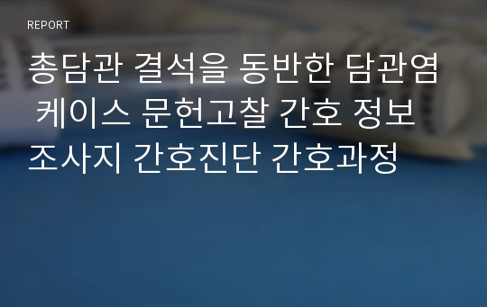 총담관 결석을 동반한 담관염 케이스 문헌고찰 간호 정보 조사지 간호진단 간호과정