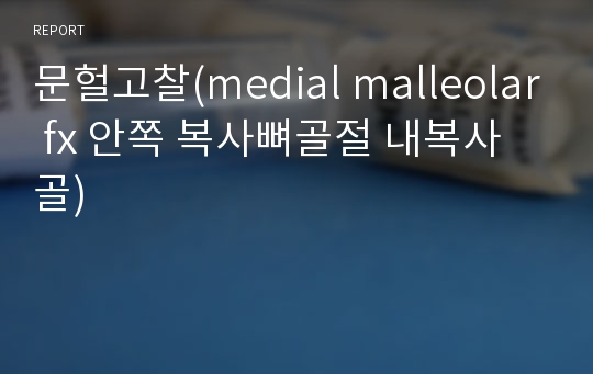 문헐고찰(medial malleolar fx 안쪽 복사뼈골절 내복사골)