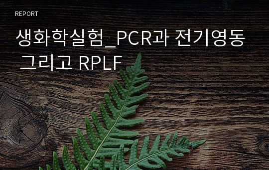 생화학실험_PCR과 전기영동 그리고 RPLF