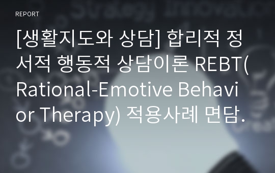 [생활지도와 상담] 합리적 정서적 행동적 상담이론 REBT(Rational-Emotive Behavior Therapy) 적용사례 면담 보고서