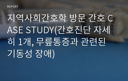 지역사회간호학 방문 간호 CASE STUDY(간호진단 자세히 1개, 무릎통증과 관련된 기동성 장애)