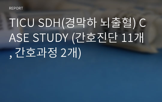 TICU SDH(경막하 뇌출혈) CASE STUDY (간호진단 11개, 간호과정 2개)