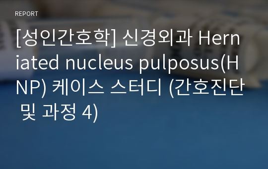 [성인간호학] 신경외과 Herniated nucleus pulposus(HNP) 케이스 스터디 (간호진단 및 과정 4)
