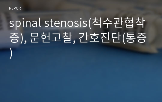 spinal stenosis(척수관협착증), 문헌고찰, 간호진단(통증)