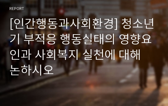 [인간행동과사회환경] 청소년기 부적응 행동실태의 영향요인과 사회복지 실천에 대해 논하시오