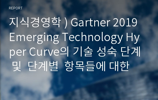 지식경영학 ) Gartner 2019 Emerging Technology Hyper Curve의 기술 성숙 단계 및  단계별  항목들에 대한 설명