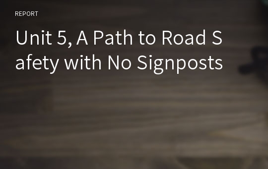 Unit 5, A Path to Road Safety with No Signposts