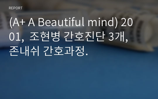 (A+ A Beautiful mind) 2001,  조현병 간호진단 3개,  존내쉬 간호과정.
