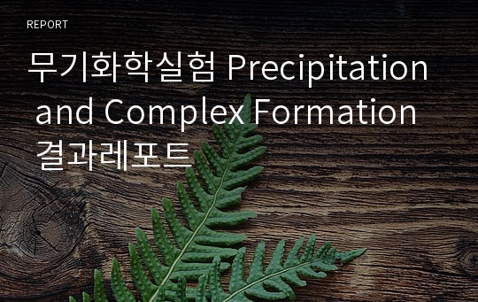 무기화학실험 Precipitation and Complex Formation 결과레포트