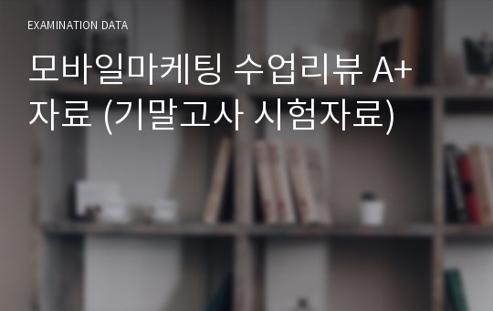 모바일마케팅 수업리뷰 A+ 자료 (기말고사 시험자료)