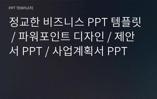 정교한 비즈니스 PPT 템플릿 / 파워포인트 디자인 / 제안서 PPT / 사업계획서 PPT