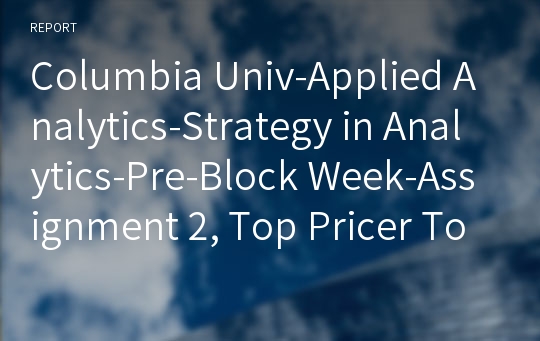 Columbia Univ-Applied Analytics-Strategy in Analytics-Pre-Block Week-Assignment 2, Top Pricer Tournament Reflection