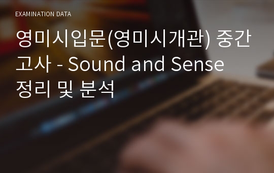 영미시입문(영미시개관) 중간고사 - Sound and Sense 정리 및 분석